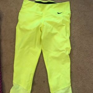 Neon yellow Nike Capri leggings